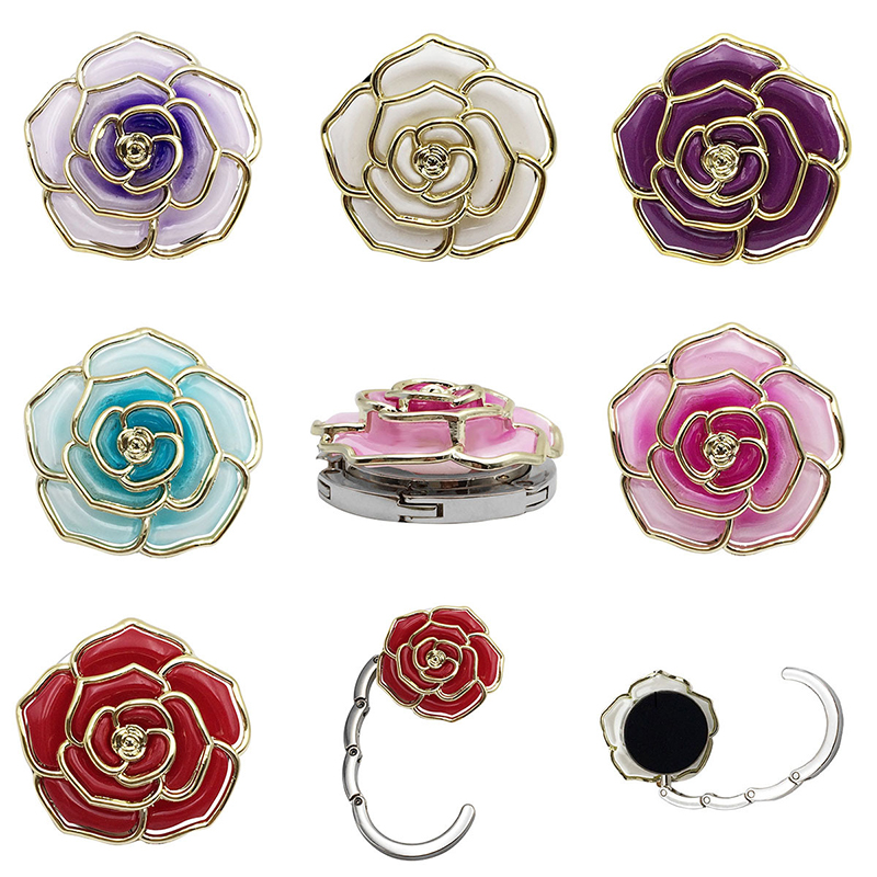 Office Furniture Brands - Portable Folding Table Bag Hook Flower