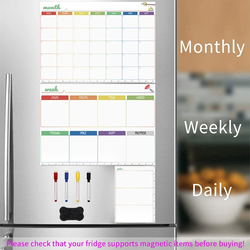 Daily Week Month Plan Magnetic - Magnetic Whiteboard Calendar 评论和价格